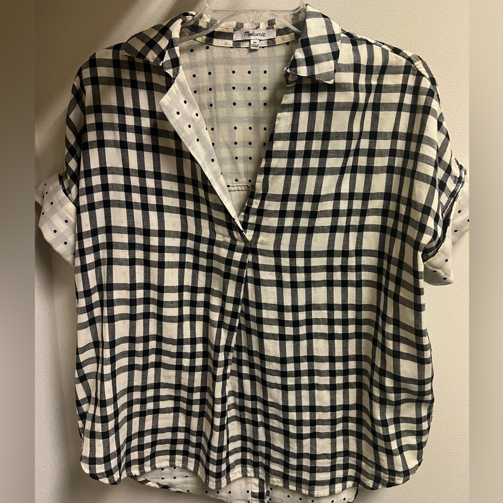 Madewell Courier short sleeve popover button back shirt - size XS